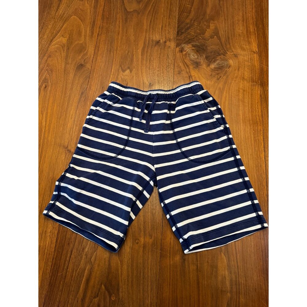 Hanna Andersson Kids Navy White Striped Knit Shorts Size 10 140 cm Drawstring